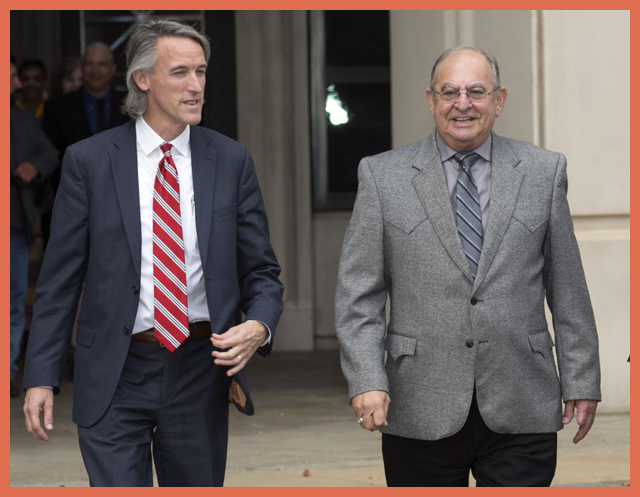 Former Iberia parish Sheriff Louis Ackal (left) with his attorney John Mclindon.